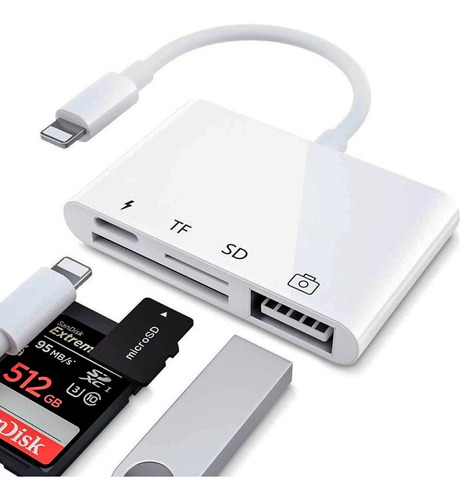 Adaptador Lightning Leitor Cartão De Memória Usb iPhone iPad