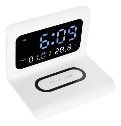 Reloj Digital Cargador Inalambrico De Celular Alarma Calenda