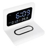 Reloj Digital Cargador Inalambrico De Celular Alarma Calenda