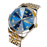 Relógio Olevs Azul Losango Espelhado Com Caixa