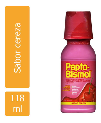 Pepto Bismol Suspensión Botella Con 118 Ml Sabor Cereza