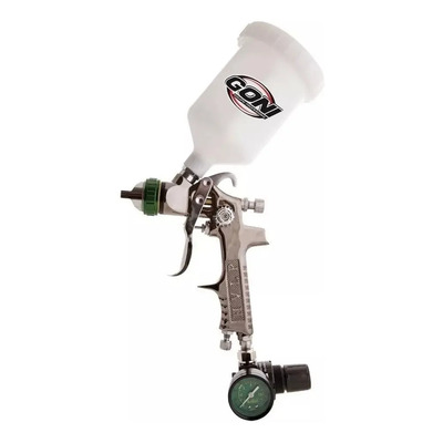 Pistola HVLP Goni-324 Gris Regulador Manómetro Metal Tanque 600mL | Envío gratis