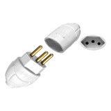 Kit 10 Plug Pino Macho 20a 2p+t + 10 Tomada Fêmea 20a Branco