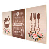 Quadro Decorativo Cozinha Panela E Talheres Marrom Gourmet Cor Marrom