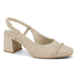 Sapato Casual Feminino Slingback Salto Bloco Médio Ramarim