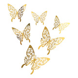 Set 12 Mariposas Decorativas 3d Cartulina Metalizada Adhesiv