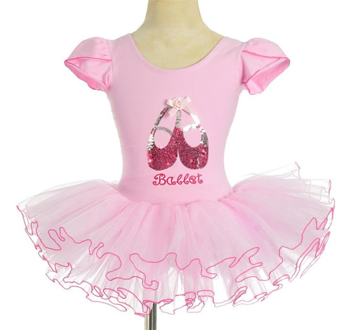A-- Vestido De Bailarina Con Lentejuelas Para Niña Pequeñas