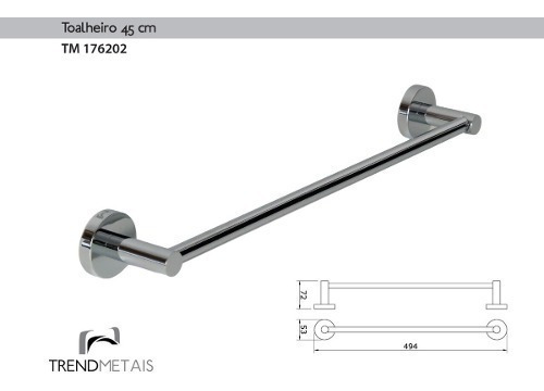 Toalheiro Redondo Latão Banheiro 45cm Trend Metais Tm 176202