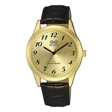 Reloj Para Hombre Q&q C152 C152j103y Negro Color De La Correa Dorado