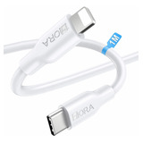 Cable Tipo C 1 Hora Compatible Con iPhone iPad Carga Rapida Color Blanco