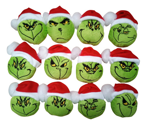 Grinch Esferas Navideñas Detalles Borados 12 Piezas