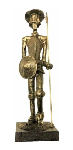 Dom Quixote De La Mancha Escultura Dourado Em Resina