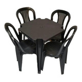 Conjunto Mesa E 4 Cadeiras Bistro Antares Preto Kit 01 Jogo