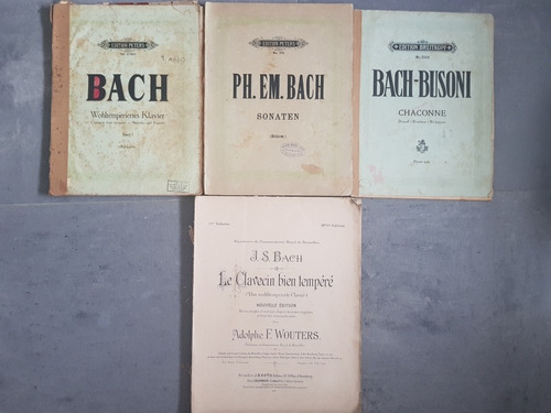 Antiguas Partituras De Bach. Lote De 4. 51679.