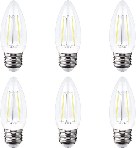 Foco Led Aksi Filamentos Vela Luz Cálida 2700k E27 Pack6