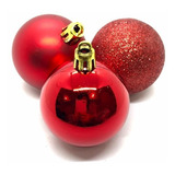 Bolas De Natal 6cm Lisa Fosca E Glitter 9 Unidades Vermelha Cor Vermelha 1251