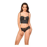 Coordinado Lenceria Bra Y Panty Negro Cklass 807-17