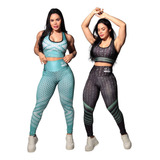 Kit Conjunto Fitness Legging + Top Com Bojo Moda Premium 