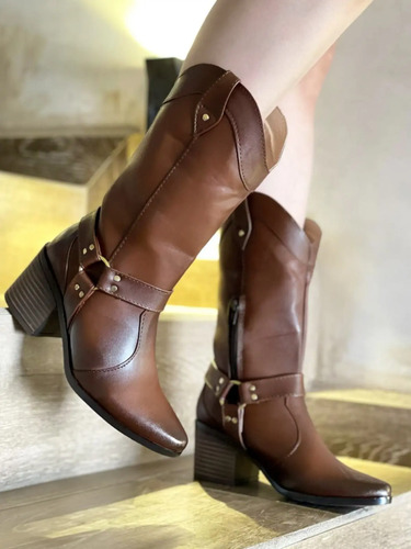 Botines Mujer Botas De Tacón Con Bordado Artesanal Vaqueras | Envío gratis