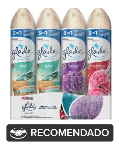 Aromatizante Ambiental Glade 400ml C/u 4pzas