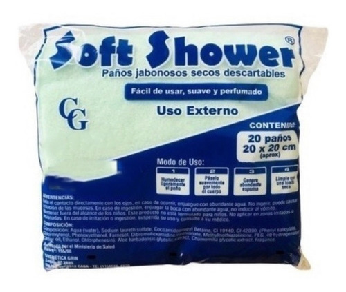 Paños Jabonoso  Soft Shower Higiene Personal / Paquete 20un.