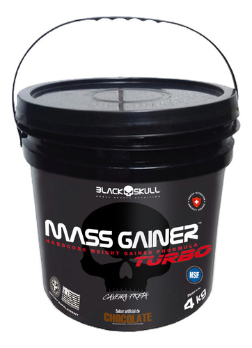 Hipercalórico Mass Gainer Turbo Balde Colecionável 4kg Black Sabor Morango