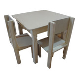 Mesa 60x60 Y 2 Sillas  Infantiles Madera