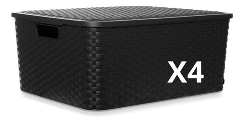 Canastos Cajas Organizadoras Simil Rattan Xl X 4 Unidades.