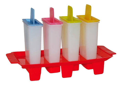 Heladito Pack X4 Moldes Mas Base Plastico Freezer Colombraro Color Multicolor