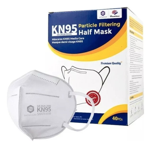 Kit 40 Máscaras Kn95 Proteção 5 Camadas Gb2626-1029