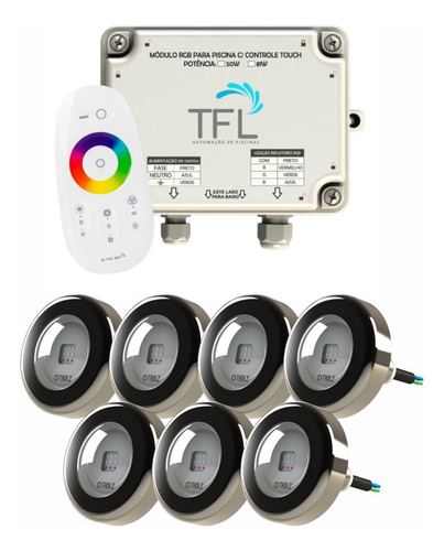 Kit Led Pisicina - Contr Touch 81w + 7 Leds Rgb 9w Tholz