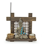 Aparador Painel Zen Buda Hindu Castiçal Porta Vela Incenso