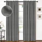 Cortinas Blackout De Lino 100%, 50x72, Set De 2, Gris Oscuro