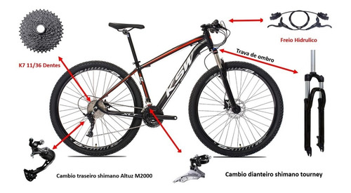 Bicicleta  29 Shimano Altus 27v Freio Hidráulico E Trava K7 