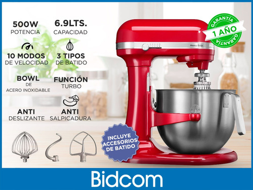 Batidora De Pie Kitchenaid Artisan Heavy Duty Ksm7591x Empire Red 50 Hz X 60 Hz 220 v - 240 v