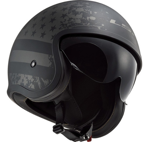 Casco Ls2 Abierto 599 Negro Gris Spitfire Black Flag Titan