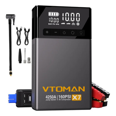Arrancador de batería Vtoman X7 4250a con compresor inflador color gris | Meses sin interés