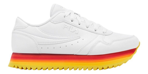 Tenis Fila Orbit Stripe Blanco Rojo Amarillo Dama Original