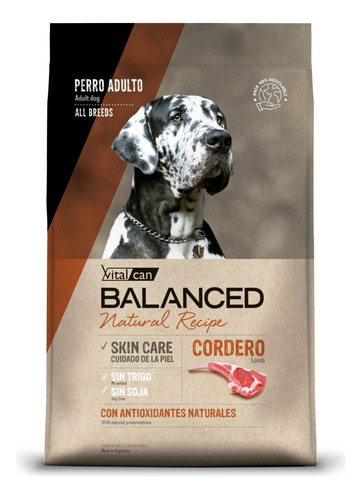 Vitalcan Balanced Natural Recipe Perro Adulto Cordero X15 Kg