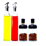 2 Dispensador Botella Para Aceite Con 2 Especiero Aceitera