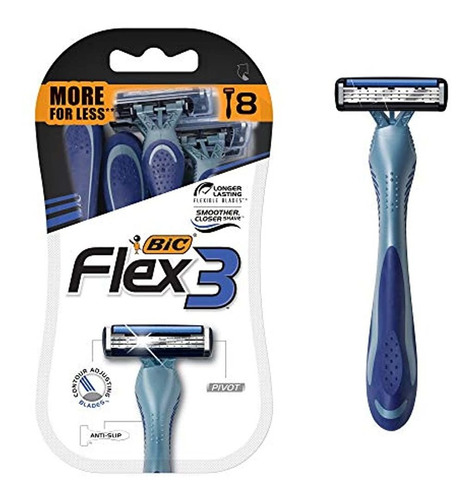 Bic Flex 3 Titanium Afeitadora Desechable, Triple Cuchilla,