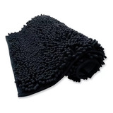 Alfombra Shaggy Baño Absorbente Antideslizante 40x60 Negra