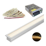 Kit Perfil Embutir 4 Metros Aluminio + Fita 240led + Fonte 