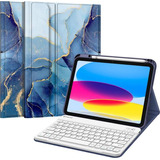 Fintie Funda Teclado iPad 10 Generación De 10.9 Marmol Azul