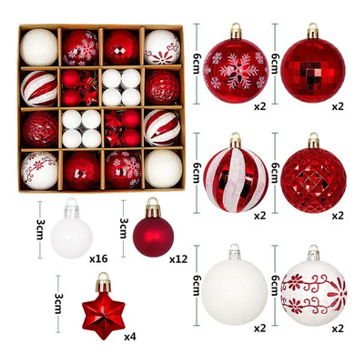 Paquete 44 Esferas Navideñas Decoración Navideña Árbo 3\u002F6cm Color Red\u002Fwhite | MercadoLibre