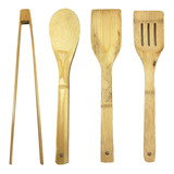 Set Utensilios De Cocina Madera Bambú Crystal Rock 4 Piezas