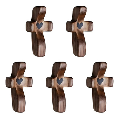 Txzc Cruces Madera En Forma Corazón - Paquete 5 - Nogal