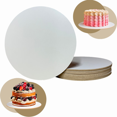 Cake Board Para Bolo Confeitaria Mdf 3mm Redondo 30cm 10 Un