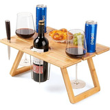 Mesa De Picnic Portátil De Bambú Para Vino, Mesa De Picni.