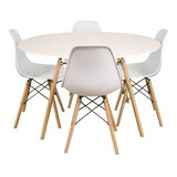 Combo Mesa Eames Redonda 1 Metro Blanca Más 4 Sillas Eames Color